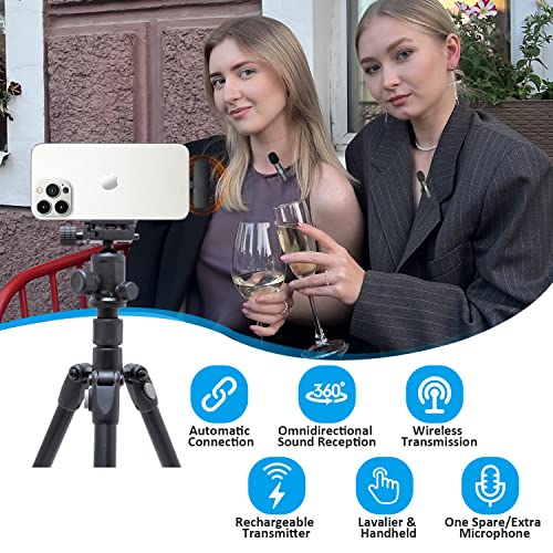 MAYBESTA Professional Wireless Lavalier Lapel Microphone for iPhone, iPad - Cordless Omnidirectional Condenser Recording Mic for Interview Video Podcast Vlog YouTube