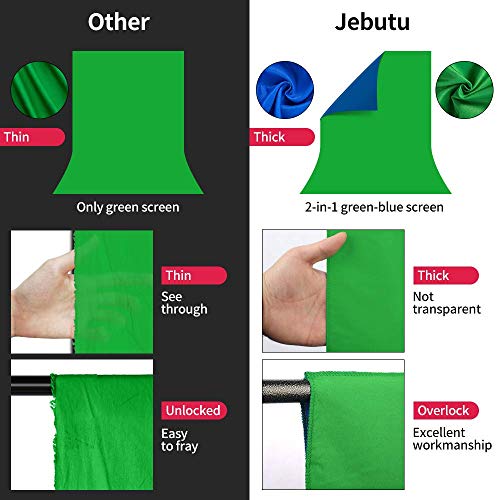 Green Blue Backdrop with Stand Kit 5 x 6.5 Ft, Double-sided Reversible Green Blue Screen with Portable T-Shaped Photograph Background Stand,5 Backdrop Clips for Video,TikTok,YouTube,Zoom,Gaming