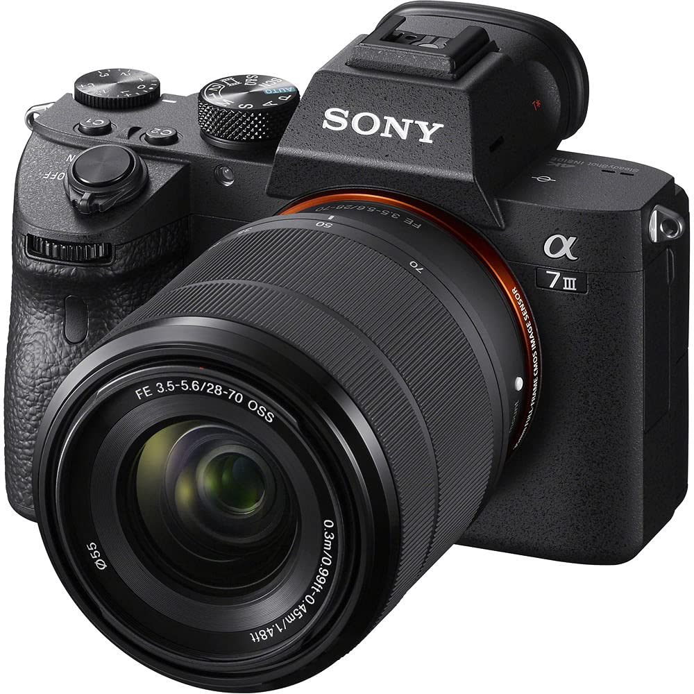 Sony Alpha a7 III Mirrorless Digital Camera with 28-70mm Lens (ILCE7M3K/B) + 4K Monitor + Headphones + Pro Mic + 2 x 64GB Memory Card + 3 x NP-FZ-100 Battery + Corel Photo Software + More (Renewed)